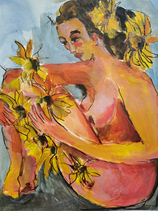 femme aux tournesols