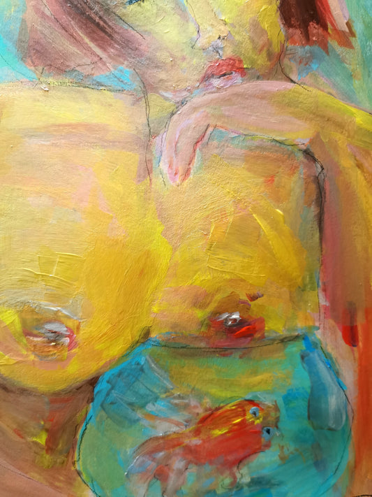 la fille et son poisson rouge