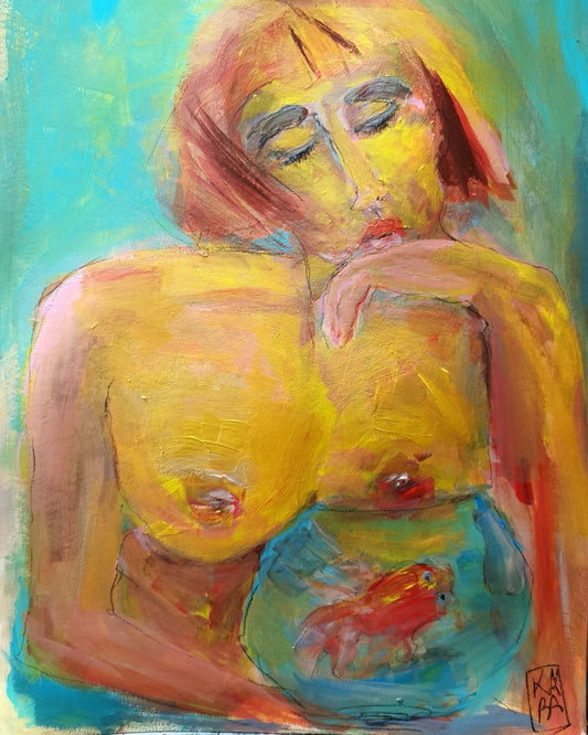 la fille et son poisson rouge
